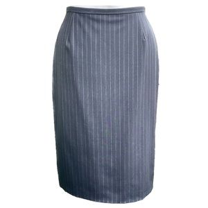ARMANI Collezioni Wool Blend Pencil Skirt Black with Silvery Pinstripe Size 4
